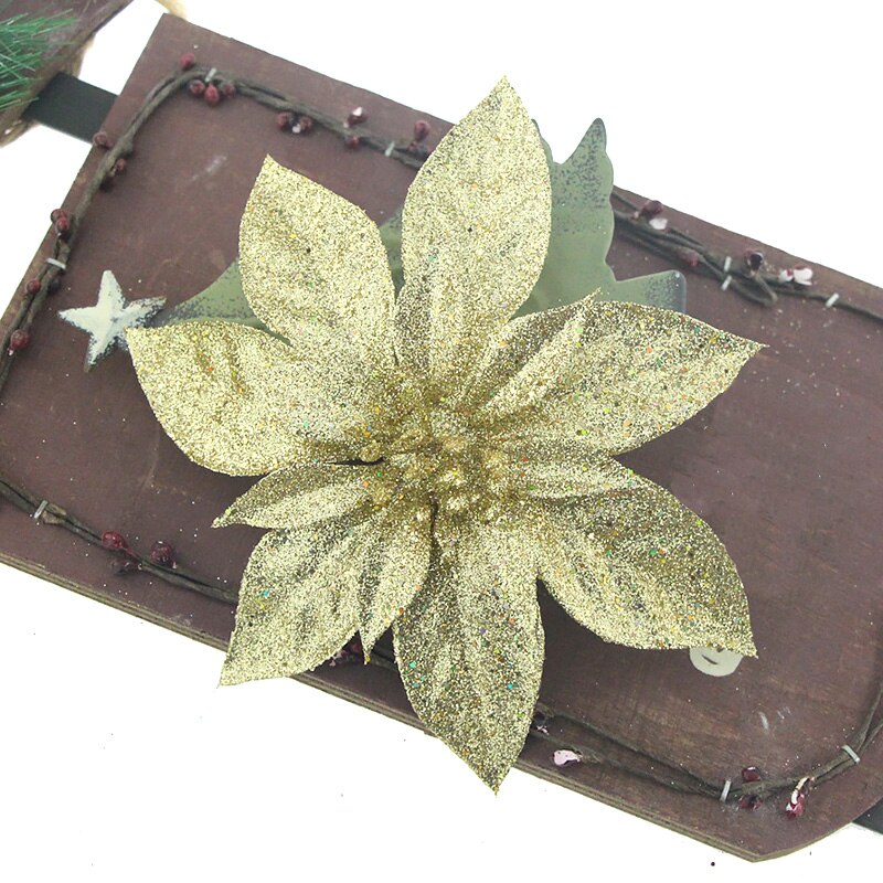 15cm paillettes fleur de soie artificielle grande tête de fleur ornements d'arbre de noël bricolage Scrapbooking décoration pour le nouvel an décor de noël: K