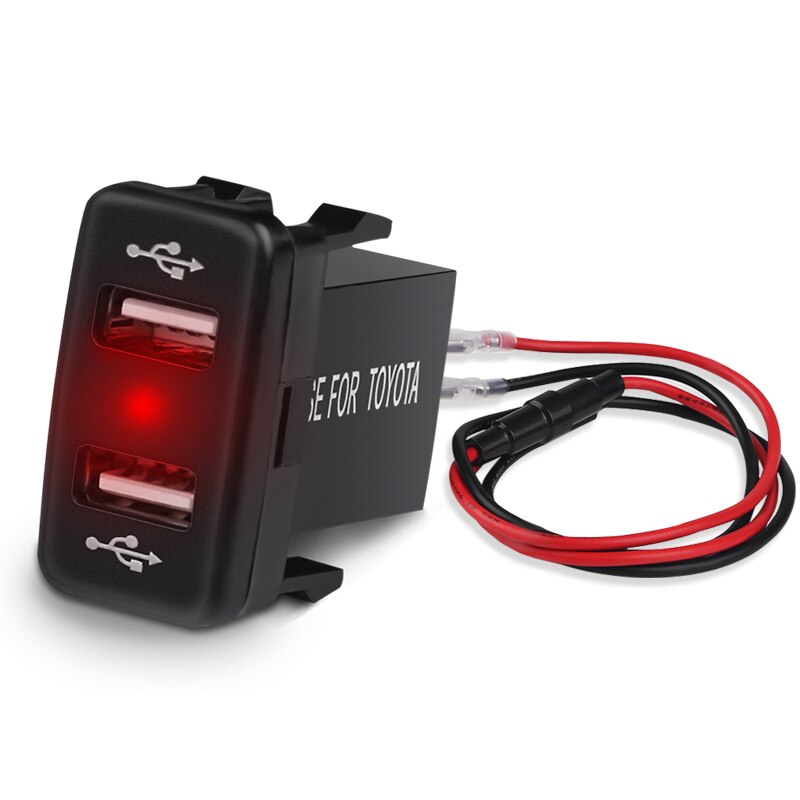 5V 4.2A Fast Car Charging Charger 2.1A Dual Port USB Charger with Fuse Wire 12-24V Power Outlet For Toyota Corolla Prado Reiz: Red