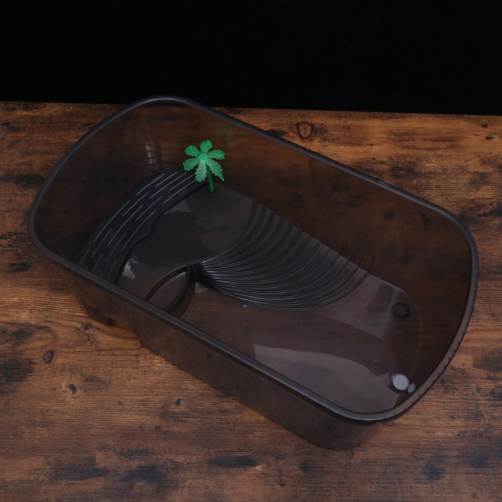 Reptiles Amphibians Habitat Terrarium Vivarium Tank Breeding Box with Coconut Tree for Terrapin Tortoise Turtle Lizard