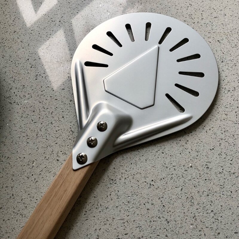 Pizza Turning Peel Aluminum Wooden Handle Pizza Peel Tool with Wooden Handle for Pizza Bread Durable Home