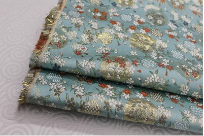 CF78 1 Yard Japanese Style Floral Silk Brocade Jacquard Fabric Kimono Clothing Fabric Korean Style Cushion Cover DIY Fabric: 2 light blue