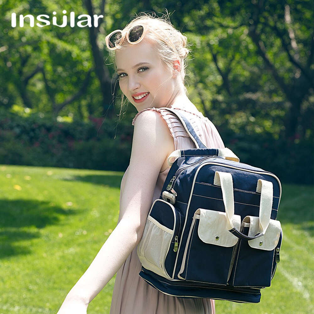 Insular Baby Luierzakken Nylon Baby Luier Tas Grote Capaciteit Mummie Wandelwagen Zakje Rugzak Multi-Functionele Baby Verpleging Tassen