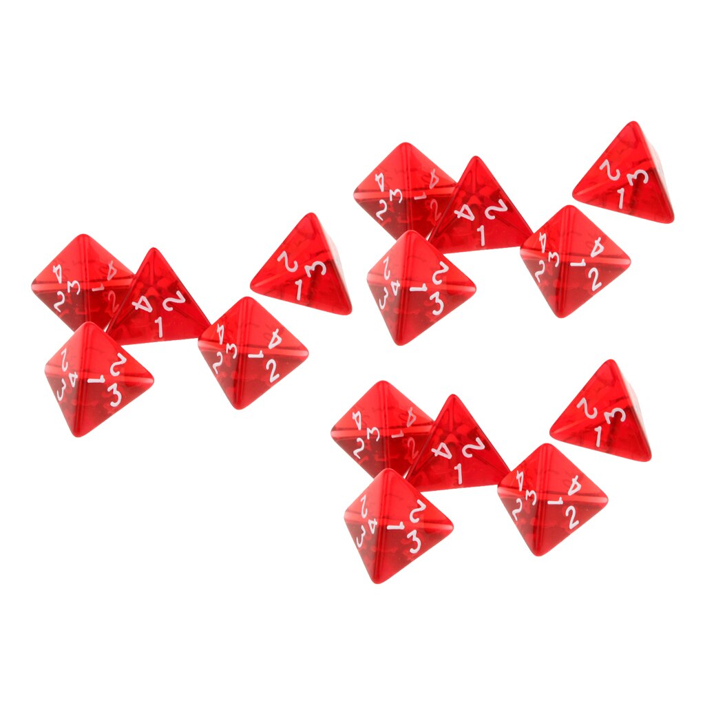 15 teil/paket Rote Würfel Set D4 Vier-Seitige Edelstein Würfel 2cm 4-Sterben RPG Würfel Würfel Player accs
