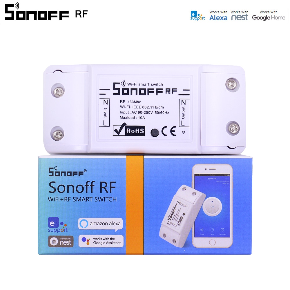 Itead Sonoff RF WiFi Wireless Switch 433MHz Receiver Remote Controller DIY Smart Home Automation Relay Modules Timer AC 90-250V