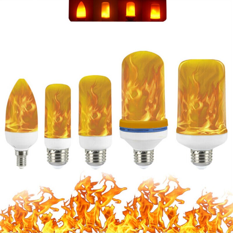 1pc led flame lampa 3 lägen+gravitationssensor nattljus 85-265v led flame effekt eld glödlampa jul halloween dekoration