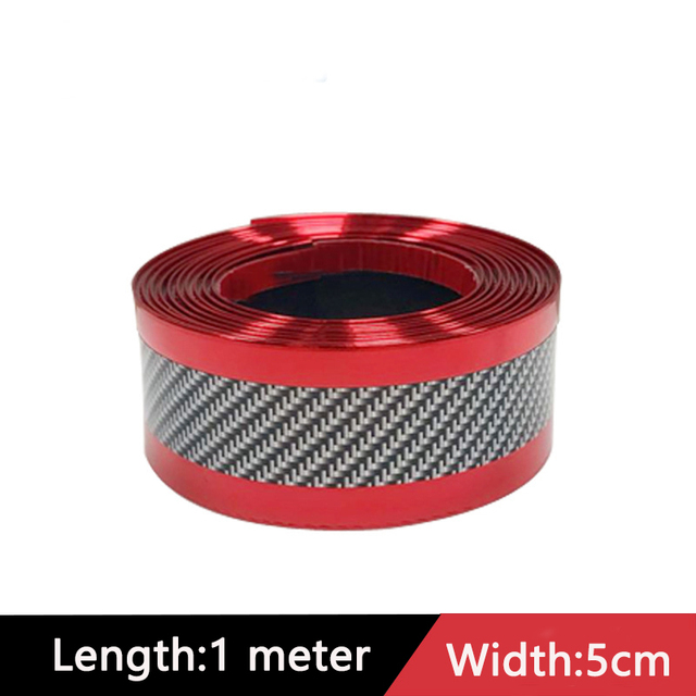 Car Sticker Car Door Sill Protector Stickers Anti Scratch Strip Carbon Fiber Car Threshold Protection Bumper Film Sticker: 5cm red