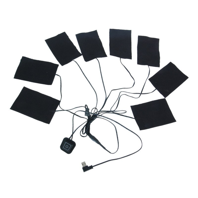 8-in-1 Safe USB Electric Heated Jacket Heating Pad Outdoor Themal Warm Winter Heating Vest Pads For DIY Heated Clothing: D