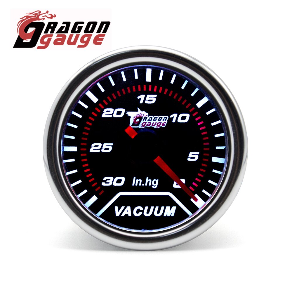 DRAGON GAUGE 52MM Water Temp Oil Temp Oil Press Voltmeter Vacuum Tachometer RPM Boost Gauge Air Fuel Ratio EGT Gauge for 12V Car: Vacuum Gauge