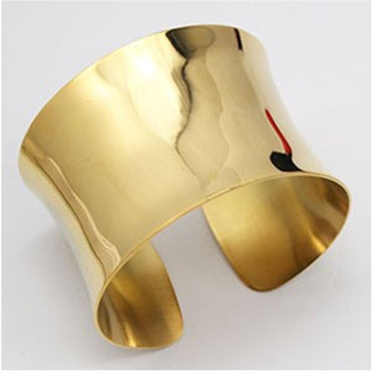 Podniesione krawędzie puste polskie złote bransoletki biżuteria ze stali nierdzewnej szeroki duży złoty mankiet bransoletka dla kobiet Ladies: 18k gold plated