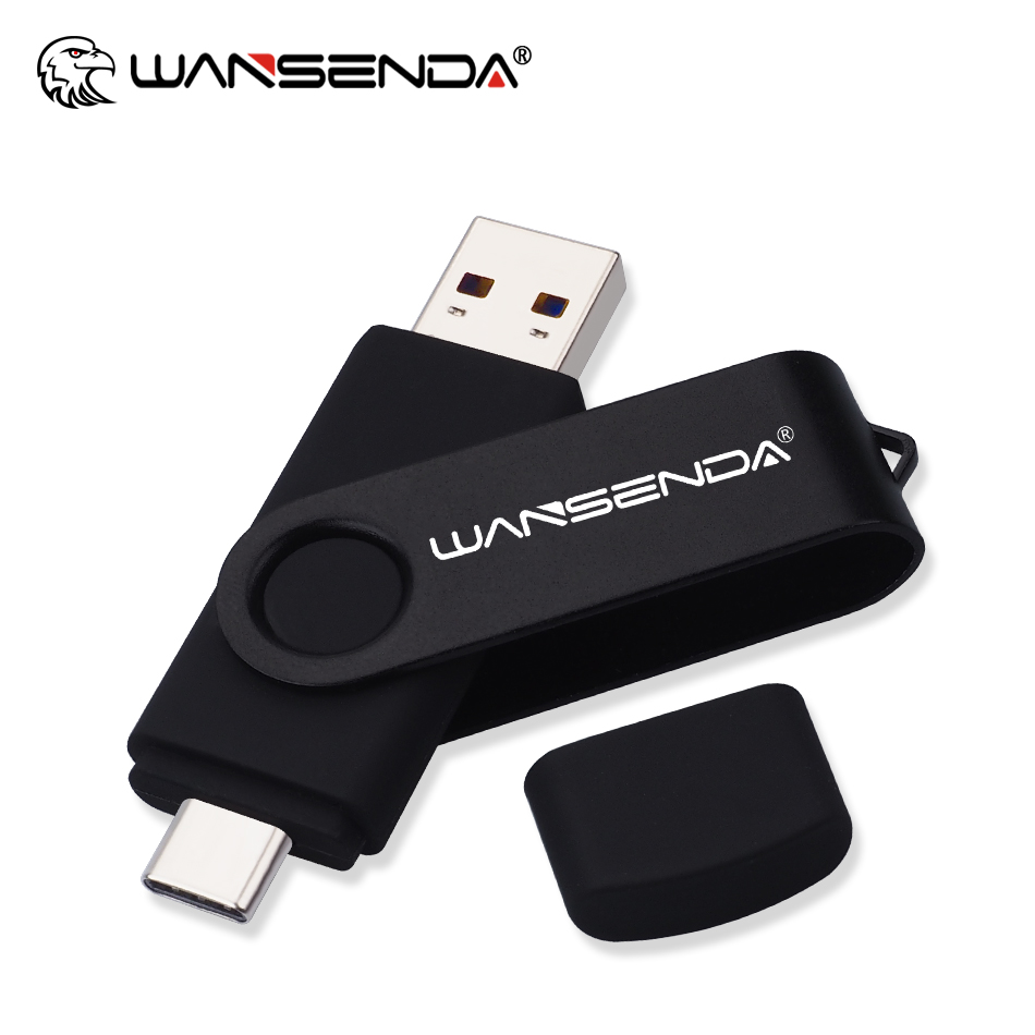 WANSENDA TYPE C USB 3,0 unidad Flash Metal Pen Drive 512GB 256GB 128GB 64GB 32GB 16GB memoria Stick 2 en 1 Pendrives de alta velocidad: Caqui / 512 GB