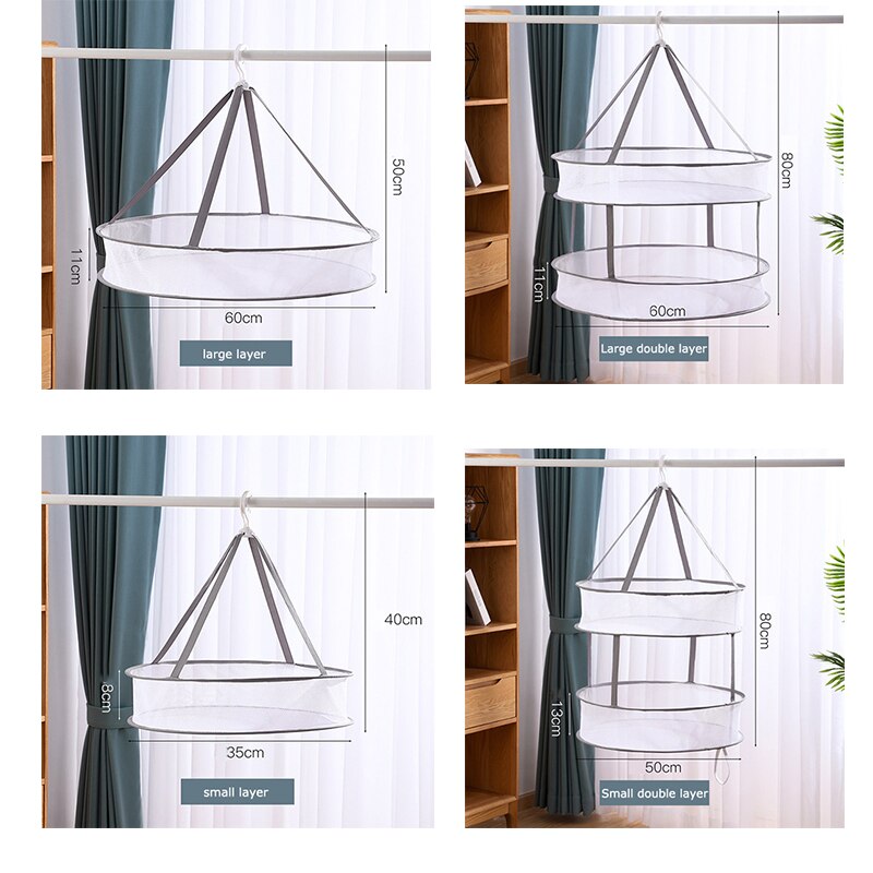 Double-Layer Clothes Drying Net Mesh Hanging Flat Clothes Drying Rack Collapsible Toys Dryer For Household drying socks