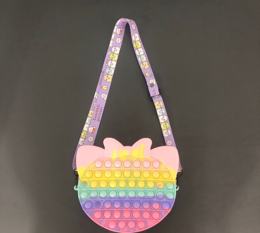 Kawaii – sac à main licorne ours fraise PopIt Fidget, jouets presse à doigt, sac à bandoulière, soulage l&#39;anxiété et le Stress, mignon