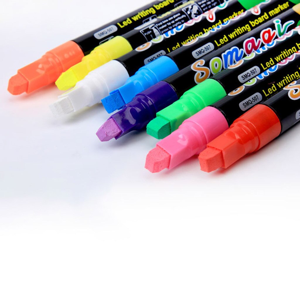8 väriä korostuskynä fluoresoiva neste liitu merkki neon kynä led -kirjoituspöydälle liitutaulu lasi maalaus graffiti toimisto su