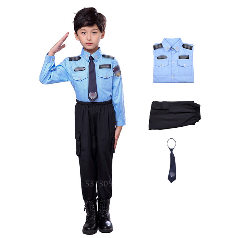 Tiny Cop Kids Army Suit Cosplay Girl Boy Fancy Costume Halloween Cosplay Traffic Police Uniform Carnival Party Special Force: Color3 / 130-140cm height