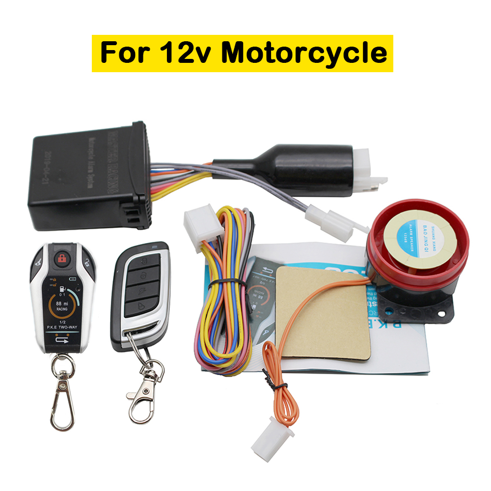 2 toveis motorsykkel alarm enhet tyverisystem scooter innbrudd vibrasjon alarm ekstern motor start 5 måler autolås: A 1 toveis