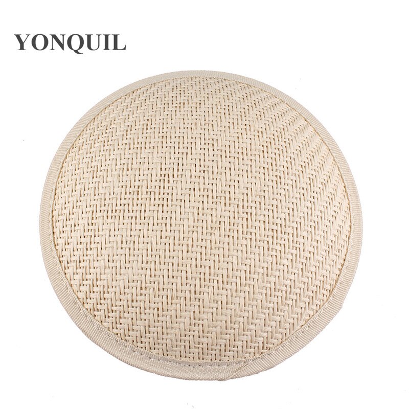 Beige solid 13CM round Imitation Sinamay fascinator base material cap DIY hair accessory millinery decorative Ladies party hat