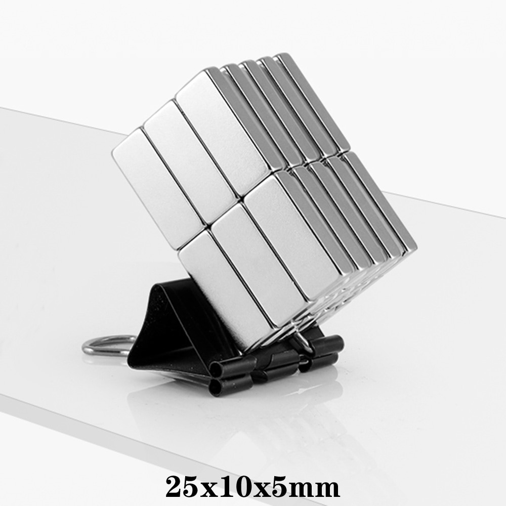 2/5/10/20/50 Pcs 25X10X5 Sterke Neodymium Magneet Dikte 5mm Blok Permanente Magneten 25X10X5 Mm Krachtige Magnetische 25*10*5
