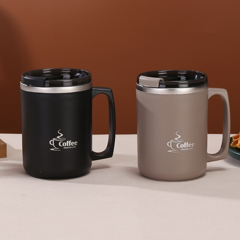 Copo de café de leite de aço inoxidável parede dupla térmica isolada copos de água e canecas de metal caneca de café