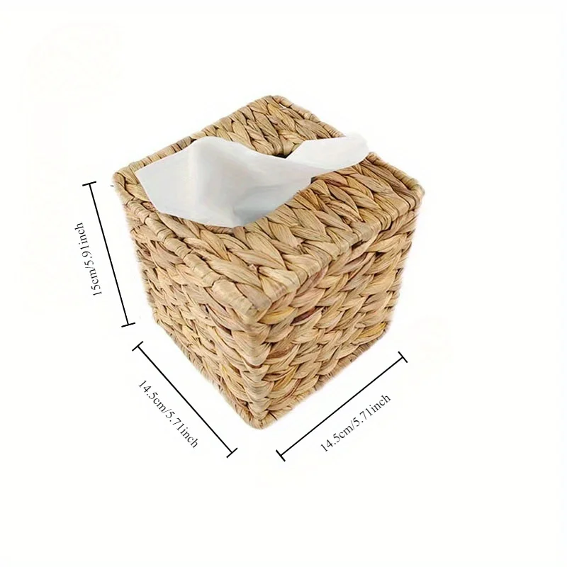 1 stuks vierkante bamboe tissuedooshouder - handgeweven decoratieve papieren handdoek kubieke set