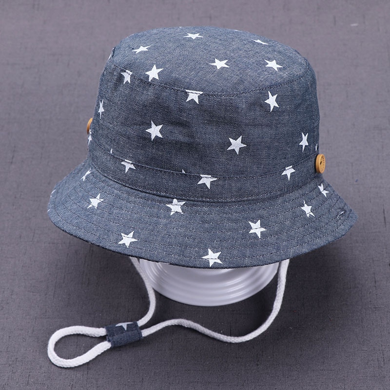 Summer Baby Bucket Hat Infant Newborn Denim Cotton Toddler Kids Tractor Cap Soft Cotton Hats Boys Girls Star Sun Hat
