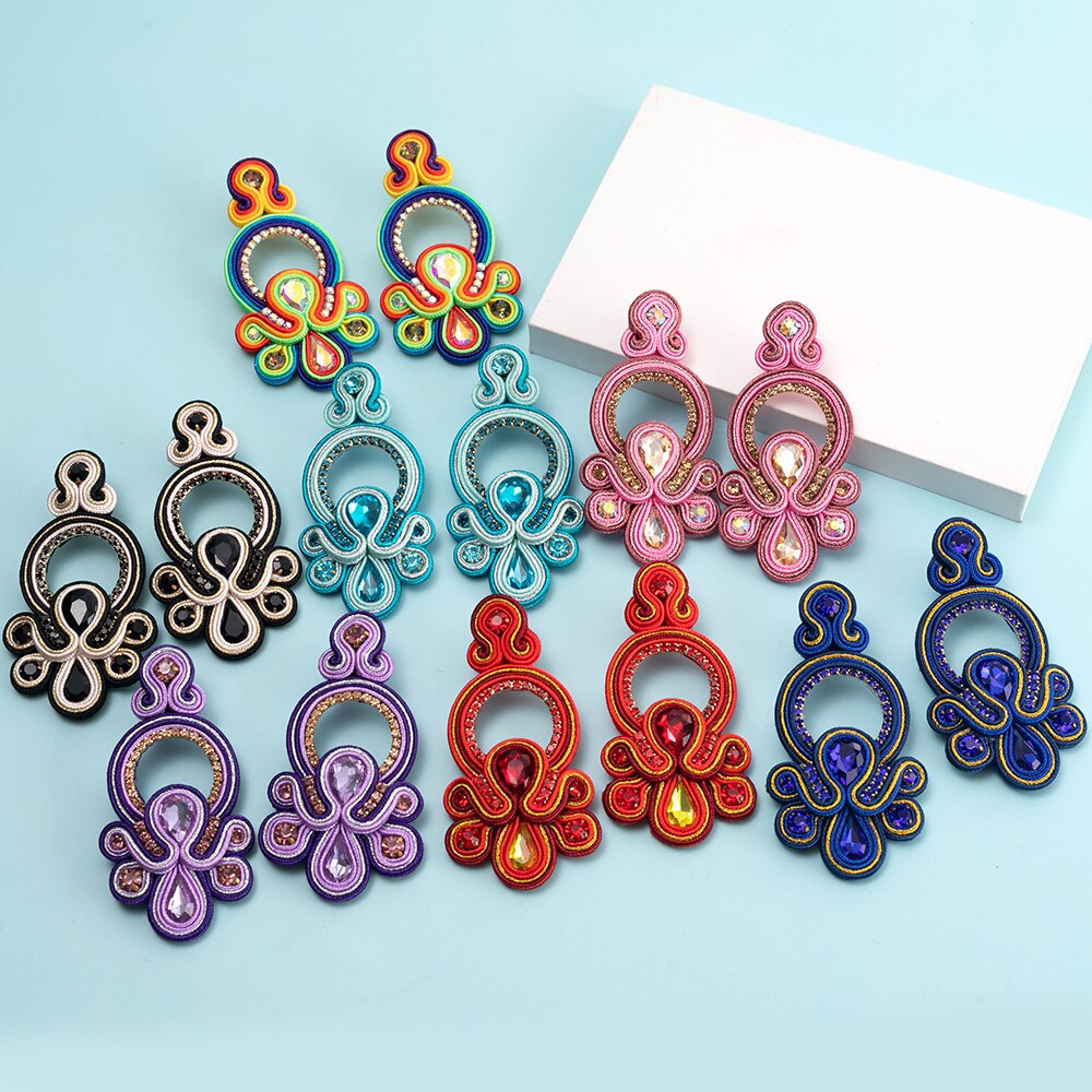 KPacTa Luxury Ladies Earrings Handmade Ethnic Earrings for Women Pendant Earrings Party National Wind