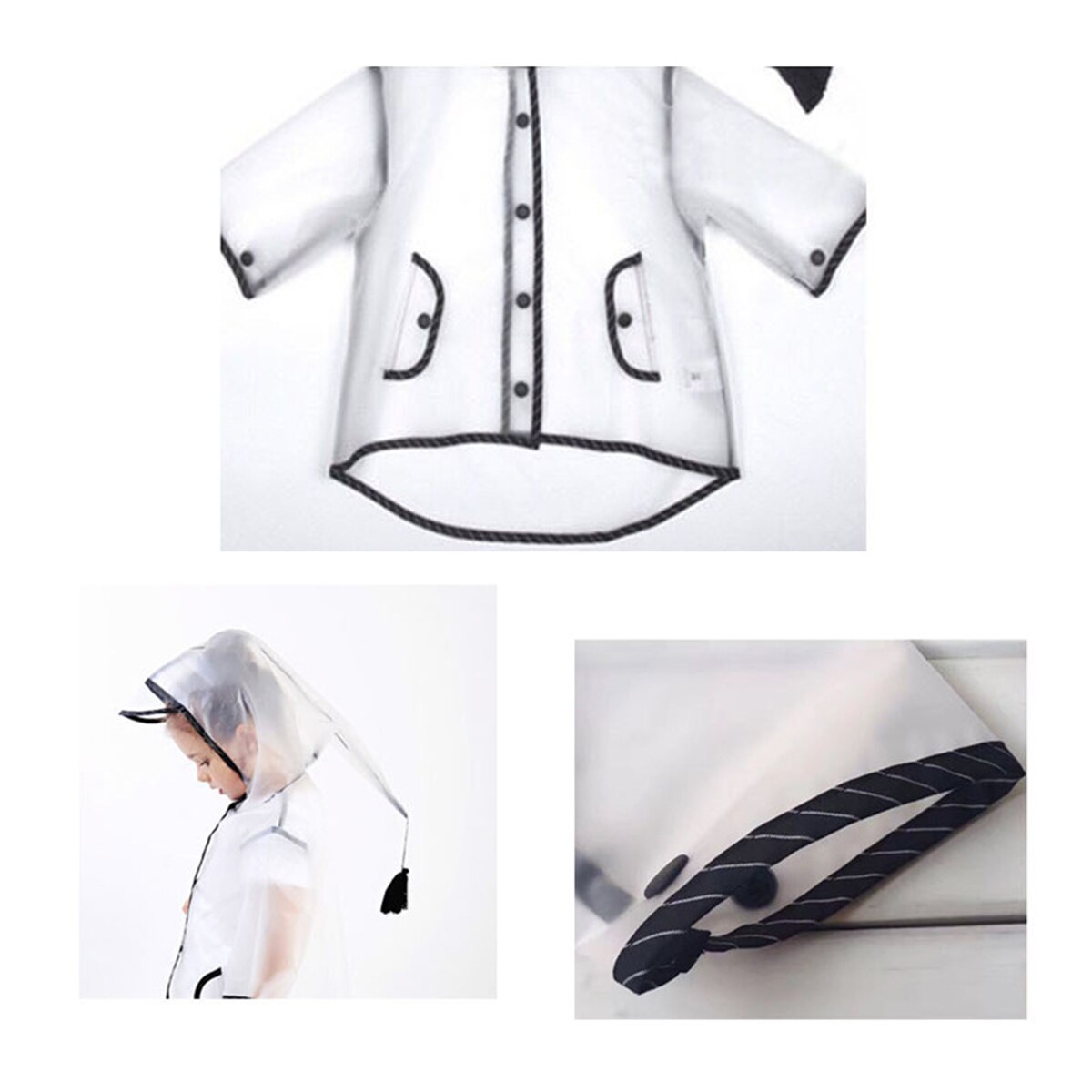Transparent Raincoat Boys Rain Coat Hooded Outdoors Clear Waterproof Kids Girl Boy Toddler Children's Rainwear Protective Covers