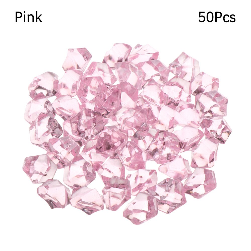 50 stks/zak Kleurrijke Aquarium Acryl Stenen Crystal Ijsblokjes Decor Vaas Filler Pebble Aquarium Accessoires Woondecoratie: pink