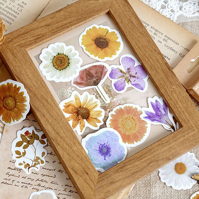 46 pcs/set Autumn Flower Sticker Diy Scrapbooking Diary Planner Decoration Sticker For Photo Album Flowers Scrapbook Stickers