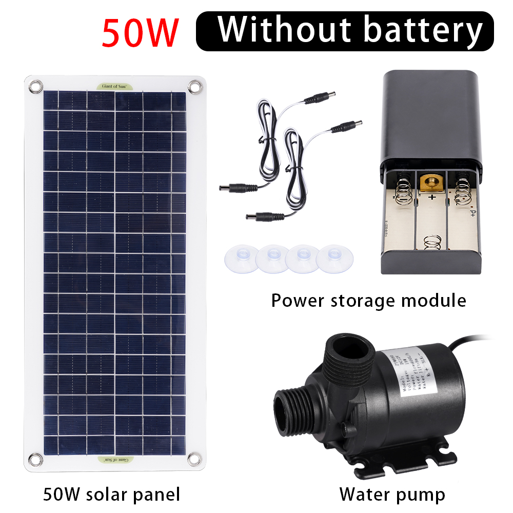 50W 800L/H Brushless Solar Water Pump Single Crystal Silicon Ultra Silent Continuous Work Pool Water Pump Garden Decoration Kit: army green