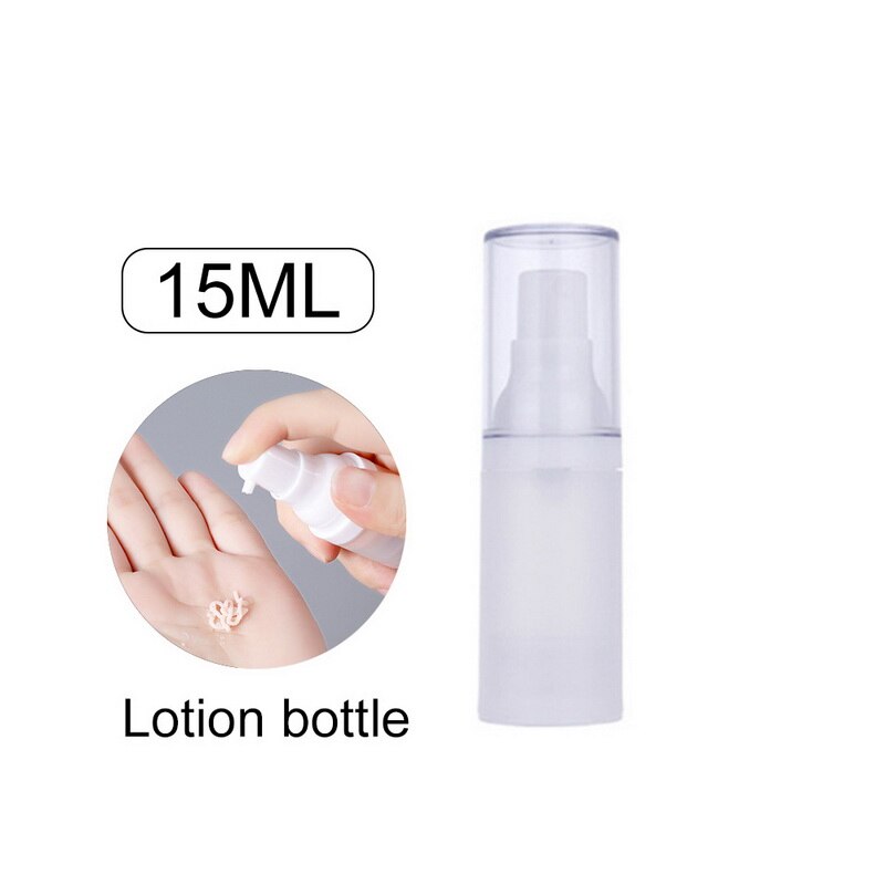 15ml 30ml 50ml przezroczysta pompa bezpowietrzna butelka próżniowa kosmetyki pojemnik wielokrotnego napełniania dozownik z tworzywa sztucznego kosmetyczka podróżna butelki: 15ml Lotion