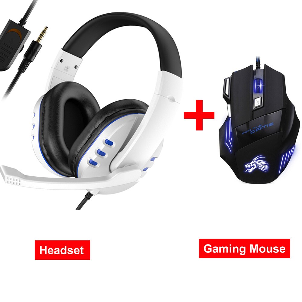 Auriculares estéreo para videojuegos, cascos con cable de 3,5mm para Xbox one, PS4, PC, con micrófono y Control de volumen: White Add M