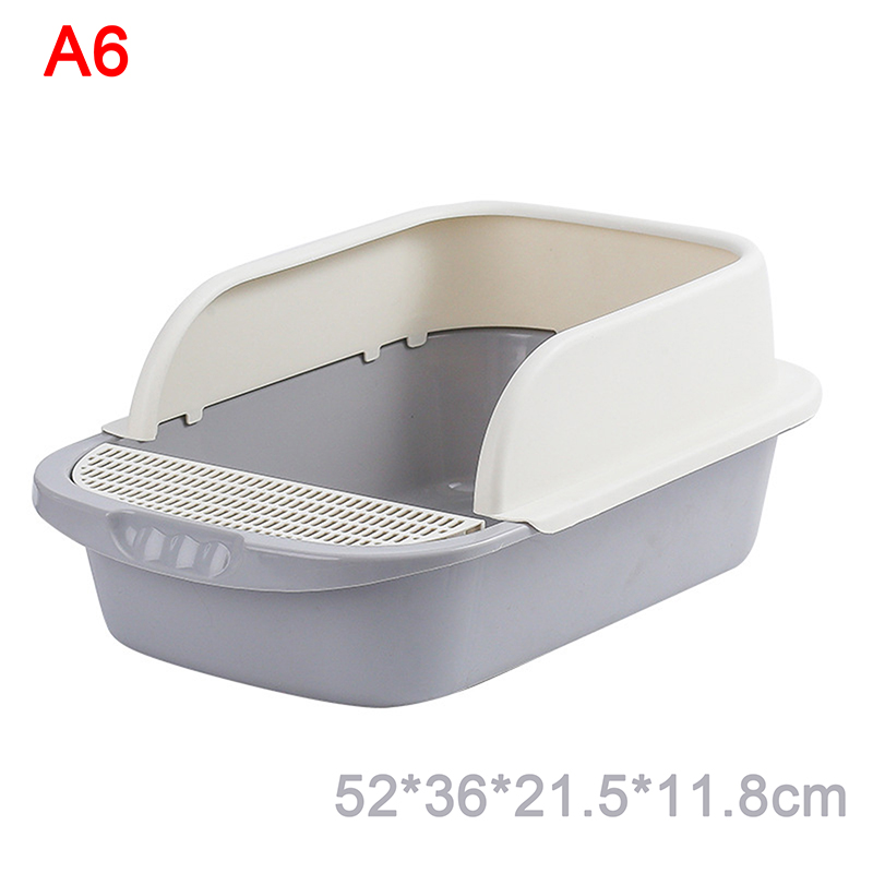 Cat Litter Box Heighten Semi-open Toilets For Pet Clean Sandbox With Free Shovel Cat Pet Supplies: A6