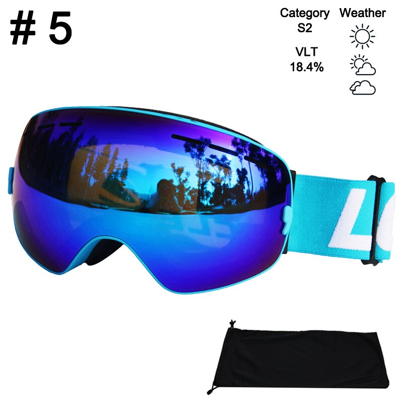 Locle sfæriske skibriller antidugg doble lag  uv400 store skimaske snowboardbriller skibriller briller: Farge 5 glass