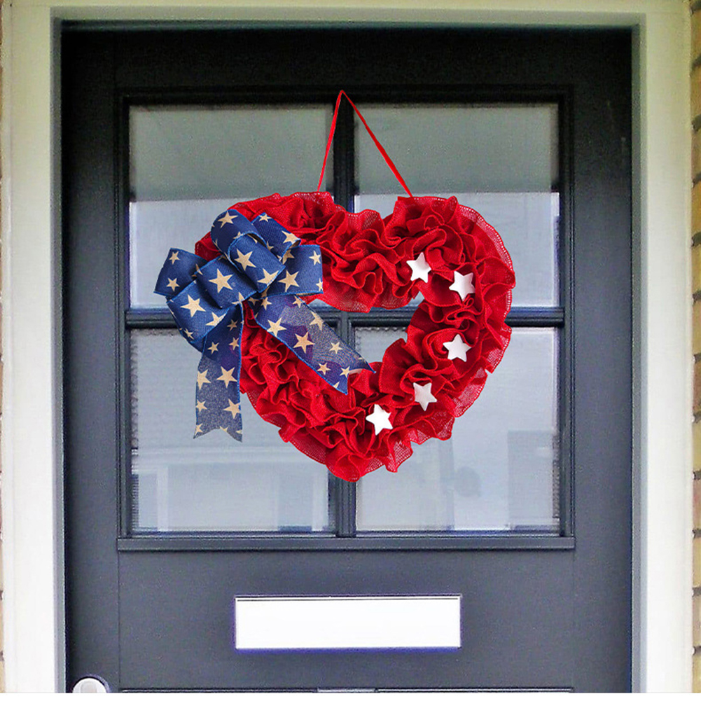 Hartvormige vierde juli krans decor stof strik roo... – LovingPrices, image size:1001x1001