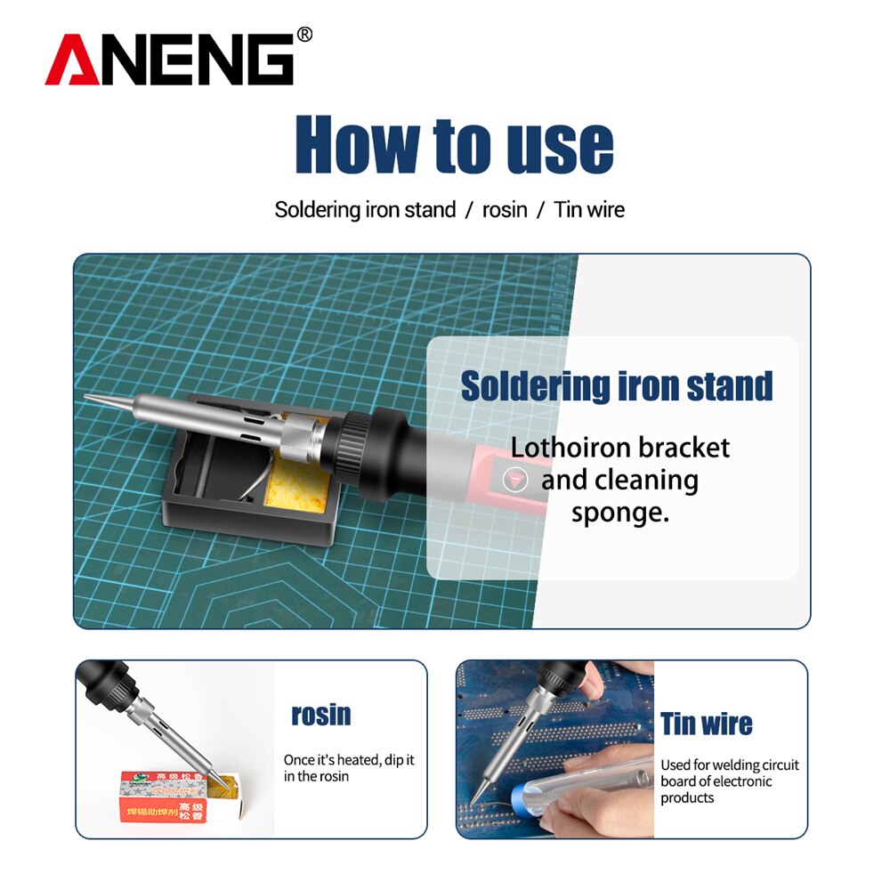 ANENG SL102 60W Digital Electric Soldering Iron kit Adjustable Temperature welding Tools Stand fer a souder solder tip solda