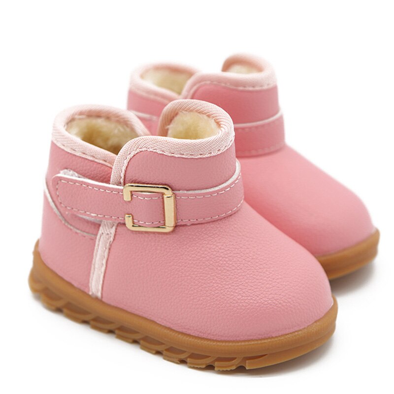 Botas de nieve para niños y niñas, zapatos de algodón a prueba de agua de cuero PU, botas gruesas de terciopelo para estudiantes, botas cortas de abrigo