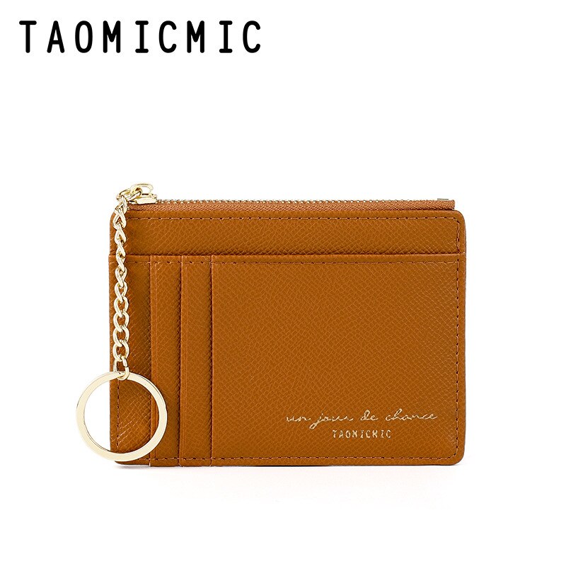 Women Wallets Zipper PU Leather Coin Purse Mini Key Chain Small Wallet Multi-card Bit Card Holder Card Holder: Brown