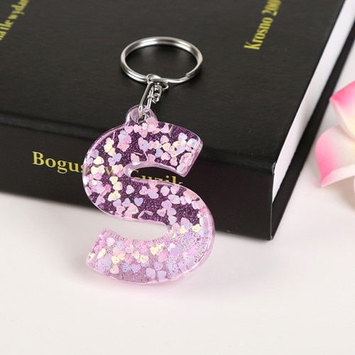 1 Pc Sleutelhanger Engels Brief Sleutelhanger 26 Engels Woord Glitter Hars Een Q Handtas Bedels Voor Vrouw