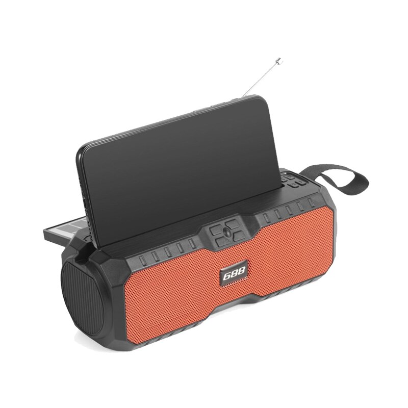 W3jb kabellose solarlautsprecher, staubdicht, wiederaufladbar, mit lithium-akku, bassverstärkung, soundbars, handyhalterung und fm-radio.: Rot