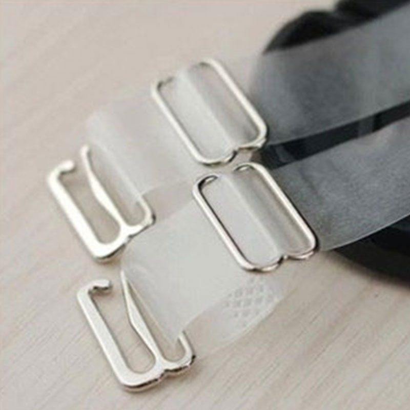 Justerbar bh undertøjsrem usynlig gennemsigtig frostet metalspænde bh-stropper bælte dames elastiske silikone bh-stropper: Hvid