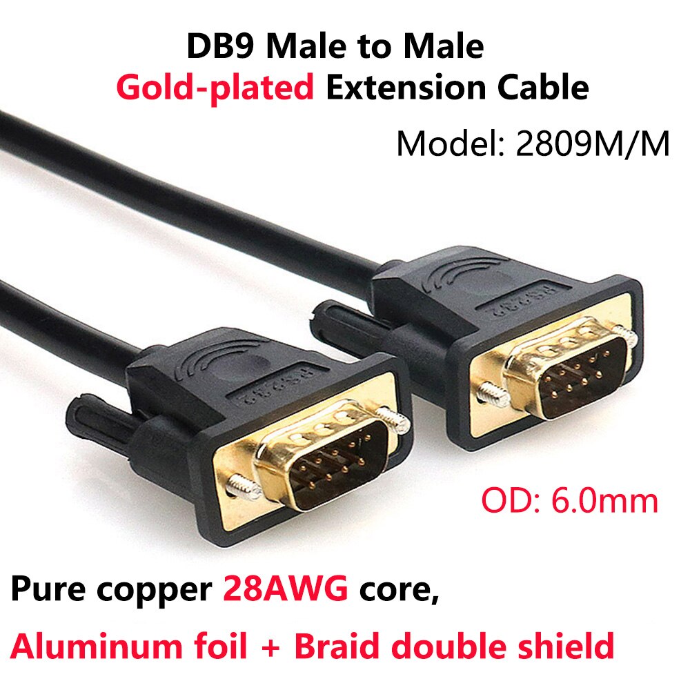 DB9 mâle à mâle câble d'extension plaqué or ligne  – Grandado
