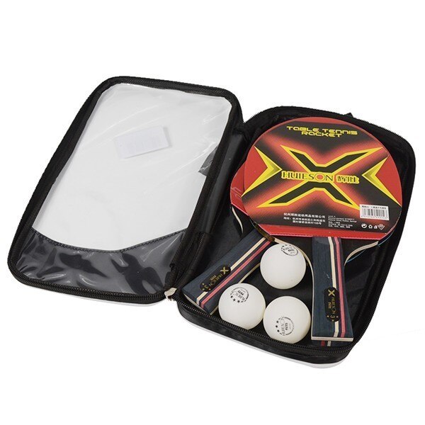 Huieson 3 estrela raquetes de tênis de mesa conjunto dupla face espinhas-em borracha rápida atacado raquete de ping pong com 3 bolas e saco de transporte: Double Long Handles