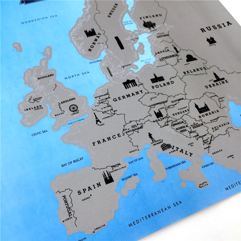 Scratch Europe Map DIY Art Paper Travel Vacation Personal Mark Wall Decoration 55