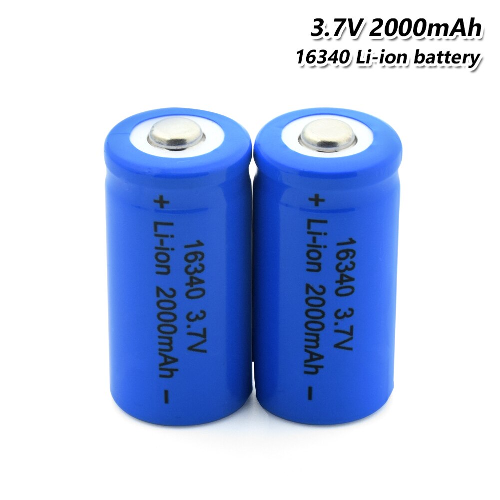 16340 Battery 2000mAh 3.7V Rechargeable li-ion Lipo Li-Po Lithium Cell For Torch Electric Car Toy 2Pcs Torch 16340 Battery: 2 Pcs