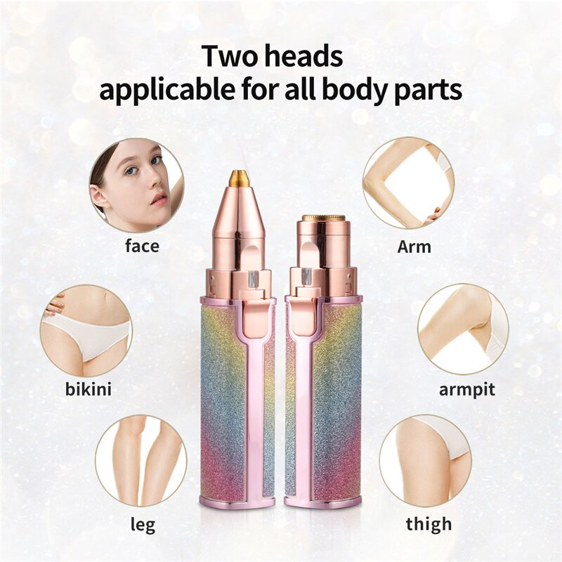 2 In 1 Elektrische Wenkbrauw Trimmer Dame Scheerapparaat Gezicht Haar Remover Oplaadbare Wenkbrauw Shaper Vrouwen Pijnloos Epilator Bikini Trimmer