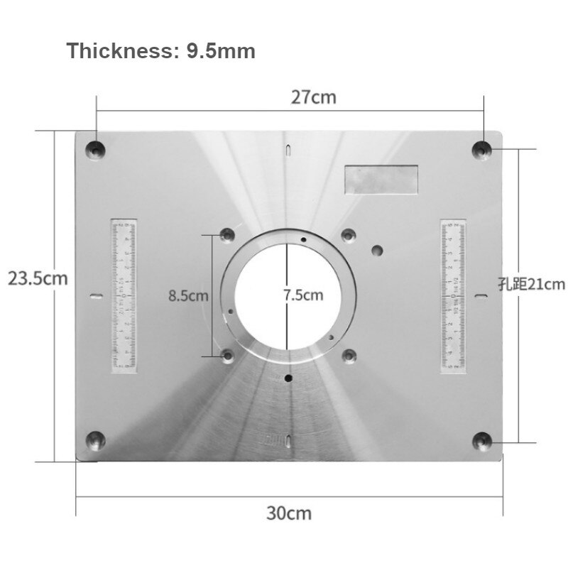 300 mmx 235 mmx 9.5mm graveringsmaskine flipplade aluminiumslegering bordpladeindsatsplade med løftehjælpemidler til træbænk
