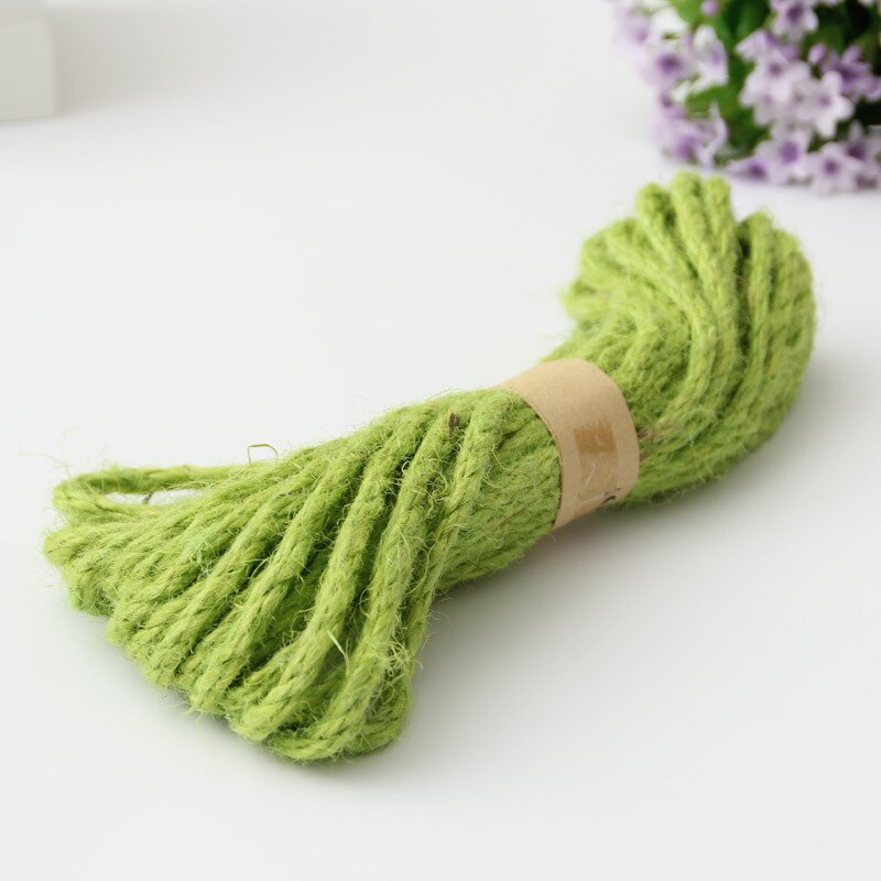 6mm naturalna juta sznurka pasek z juty liny konopne strona sznureczki do pakowania prezentów ślubnych nici DIY Craft wykonany ręcznie dekoracyjny Pet drapanie: Army green