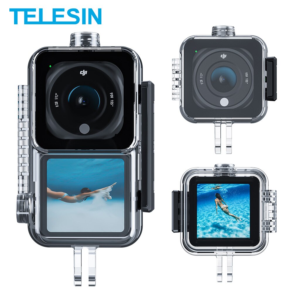 Telesin 45M Waterdichte Behuizing Case Voor Dji Action 2 Warmte Zinken Onderwater Case Hoge Sterkte Protector Cover Voor Actie 2