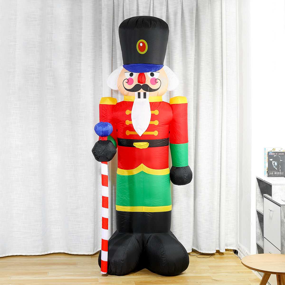 240cm Large Inflatable Nutcracker Soldier Night Light Figurine Giant Santa Claus Outdoor Garden Toys Christmas Party Decorations