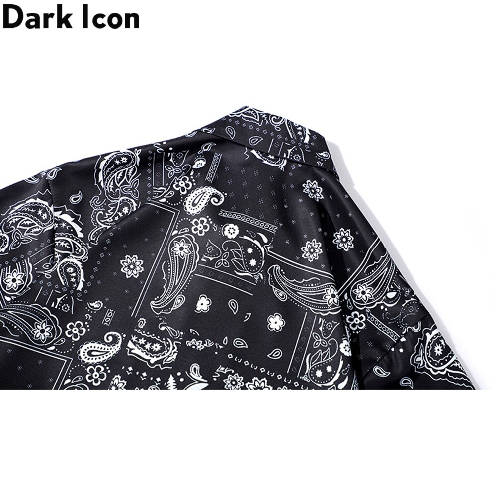 Dark Icon Black Bandana Men's Hawaiian Shirt Street Paisley Shirts for Men Streetwear Clothing